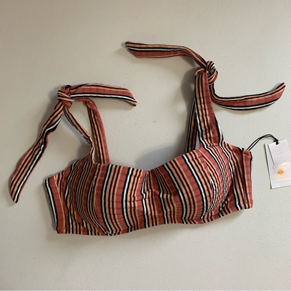 Shade & Shore Boho Southwest Striped Bikini Top Swimwear Size 36B NWT - Picture 3 of 13